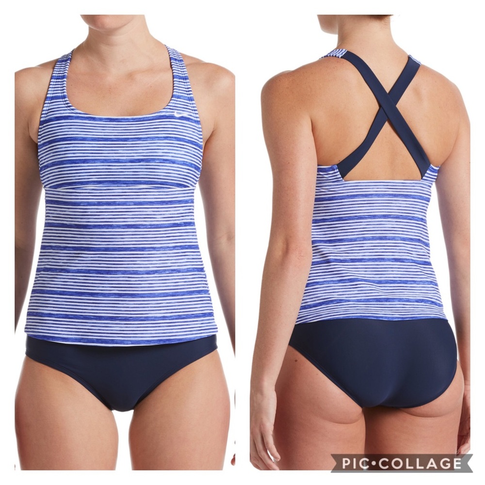 NWT NIKE 2 PC CROSSBACK STRIPE TANKINI